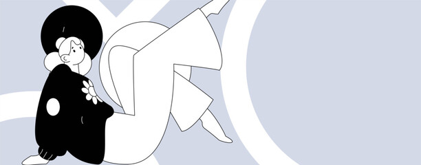 Practicing yoga, physical and mental health, flat vector character concept, operation hand drawn illustration
