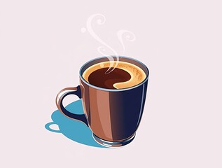 Obraz premium Abstract Coffee Cup in Modern Flat Design - Glossy Finish & Vibrant Complementary Colors Background