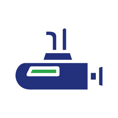 Simple Blue Submarine Icon on Isolated White Backdrop