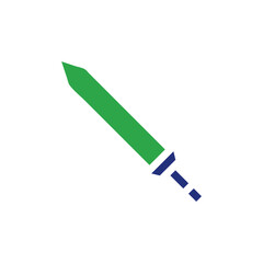 Stylized Green Sword Depiction on Clean White Field