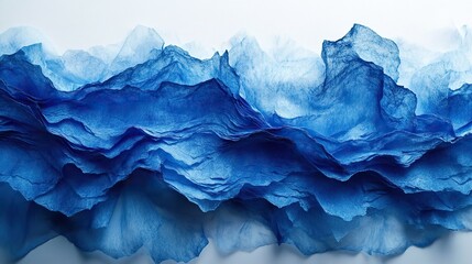 Obraz premium Azure ink bleeds slightly into the fibers of handmade paper