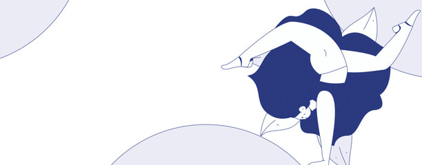 Practicing yoga, physical and mental health, flat vector character concept, operation hand drawn illustration
