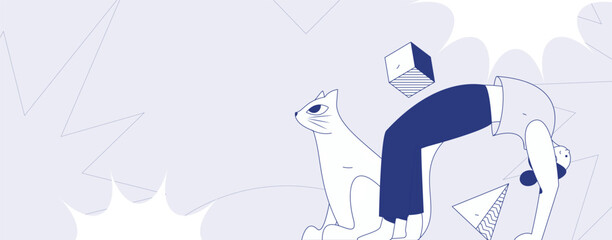 Practicing yoga, physical and mental health, flat vector character concept, operation hand drawn illustration
