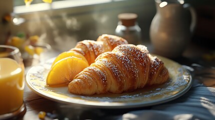 Golden Croissants: A Sunlit Pastry Delight