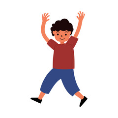 joyful boy jumping cartoon illustration