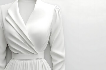 White vintage dress mockup, studio shot, fashion design