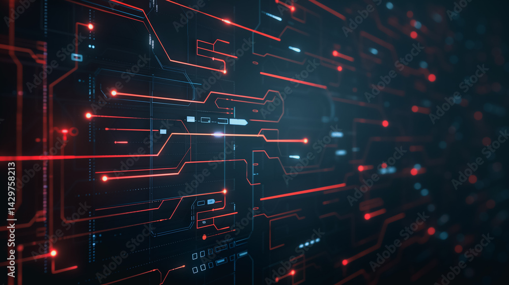 Poster abstract digital network: a mesmerizing abstract background features a futuristic digital network of