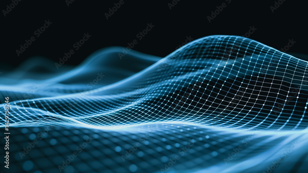 Poster digital blue waves: a dynamic depiction of digital blue waves, a visual representation of complex da