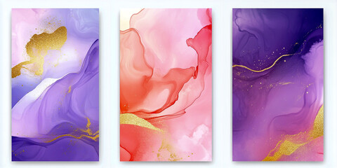 A set of four stunning and elegant blank book covers featuring soft pink and purple marble textures, perfect for journals, planners, or custom designs.