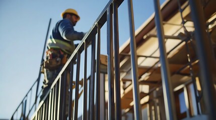 Construction Worker on Scaffolding