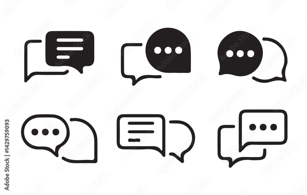 Aufkleber set of comment speech bubble on white background. chat message speech bubble icon seet.. victor illu