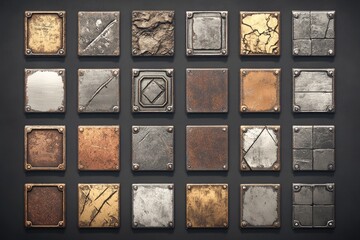 Assorted Material Textures.  Square Tiles.  Various Patterns
