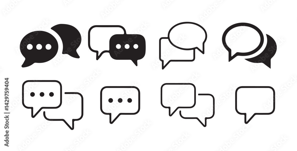 Poster set of comment speech bubble on white background. chat message speech bubble icon seet.. victor illu