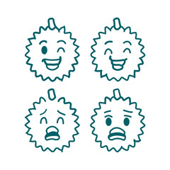 Attractive Hand Drawn Doodle Durian Fruits Character Vector Illustration	
