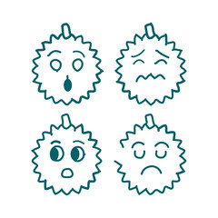 Attractive Hand Drawn Doodle Durian Fruits Character Vector Illustration	
