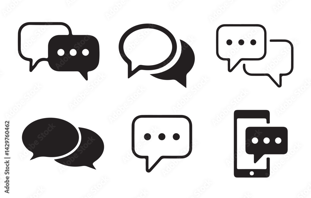 Poster set of comment speech bubble on white background. chat message speech bubble icon seet.. victor illu