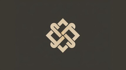 Obraz premium Composed of entwined simple geometric shapes, this minimalist and elegant abstract logo for a department store conveys modernity, sophistication, and product diversity with solid, contemporary tones.