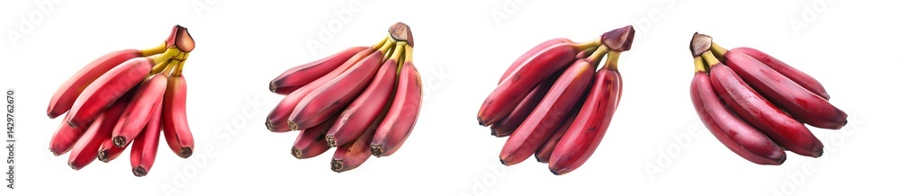 Poster set of red banana isolated on transparent background