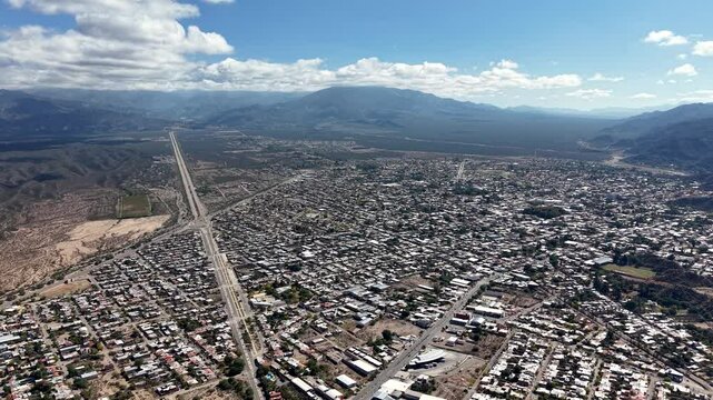 Aerial view of the city of Chilecito, La Rioja, Argentina