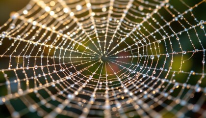 Dew-covered spider web nature macro photography outdoor close-up natural beauty