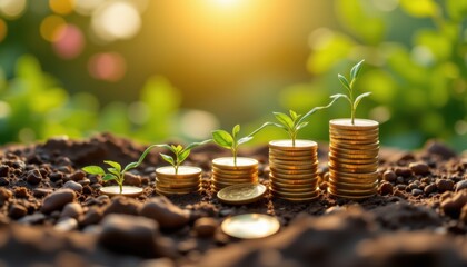 Growing wealth nurturing investments in nature's garden financial growth outdoor close-up eco-friendly concept