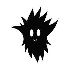 Ghost Head with Spiky Mist Hair Silhouette