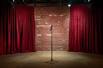 Empty comedy club stage with microphone (2)