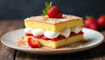 Classic Italian dessert, layered ladyfingers & creamy mascarpone , background, isolated background