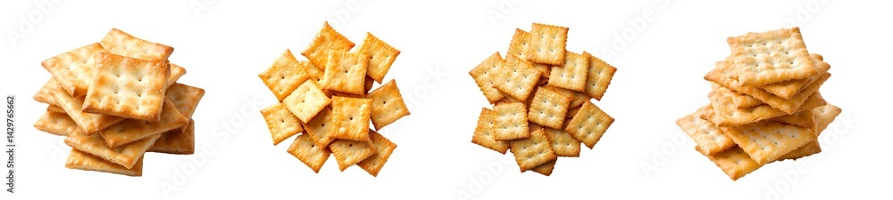 Poster set of square crackers isolated on transparent background