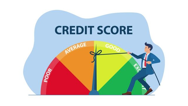 man improving his credit score animation 4k