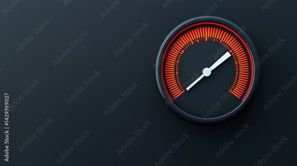 Poster a sleek gauge displays measurement levels, featuring a circular dial with orange indicators and a ce