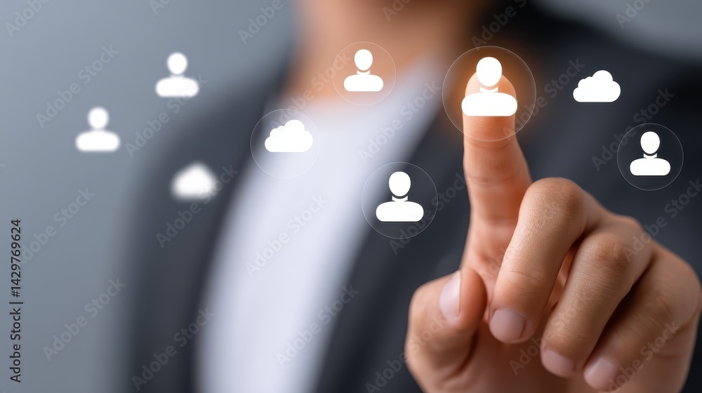 Poster fingertip interaction, activating a digital interface button for seamless control