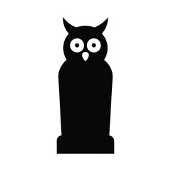 Owl with Three Eyes on a Tombstone Silhouette