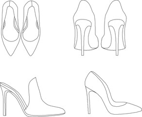silhouette design vector illustration sketch image sandals shoes fashion women career