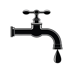Water tap icon, Silhouette of a water tap vector Art & Illustration