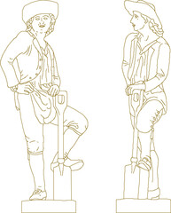 silhouette design vector illustration sketch image sculpture statue half body philosopher classic vintage ethnic roman greek