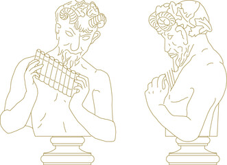 silhouette design vector illustration sketch image sculpture statue half body philosopher classic vintage ethnic roman greek