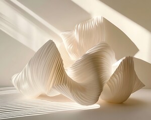 Elegant White Abstract Sculpture with Graceful Flow and Shadows