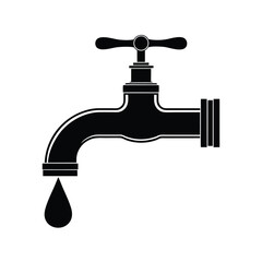 Water tap icon, Silhouette of a water tap vector Art & Illustration