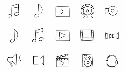 set of web icons in line style eps 