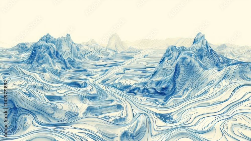 Aufkleber sketch-style abstract terrain with flowing shapes stock photo --ar 16:9 --raw --v 6 job id: 97c618e8