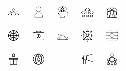 set of web icons in line style eps 