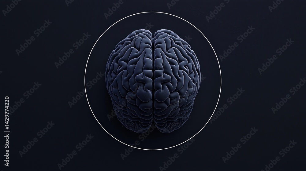 Poster a detailed depiction of a human brain set against a dark background, emphasizing its intricate struc