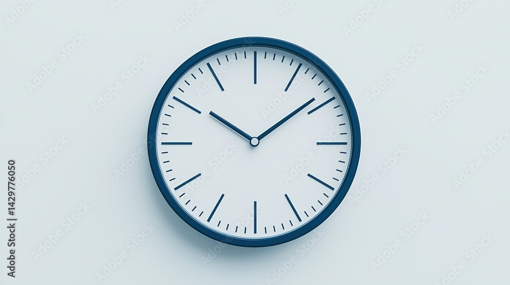 Poster a minimalist wall clock with a simple design, featuring black hands and a circular frame against a l