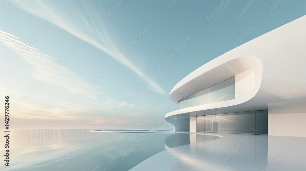 Poster white-themed abstract landscape with minimal lines stock photo --ar 16:9 --raw --v 6 job id: 8c8b45e