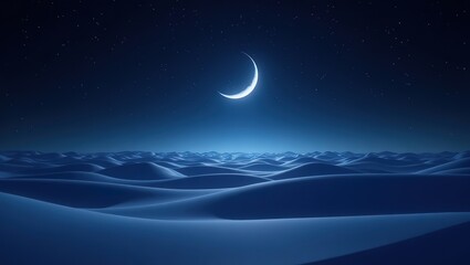 Vast desert under night sky full of stars, smooth sand dunes, silver moonlight, surreal and silent, soft shadows, dark mode aesthetic, ultra-detailed, 8k resolution background