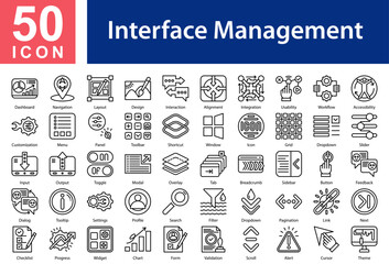 Interface Management Icon Collection and Symple Concept Black Outline