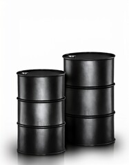 Oil barrels isolated on white background with free space for text