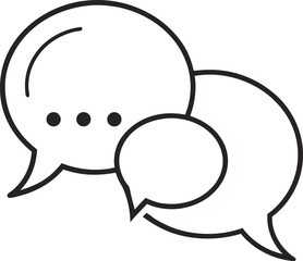 Speech bubbles indicating communication or messaging, line drawing vector illustration on transparent background.