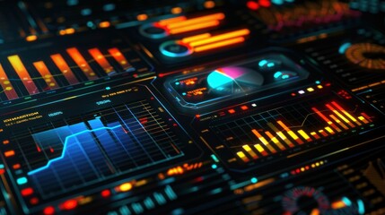Fototapeta premium Digital business strategy with charts and graphs stock photo --ar 16:9 --raw --v 6 Job ID: 61ae2b3c-15e3-4195-8c78-bc6f2752f9d2